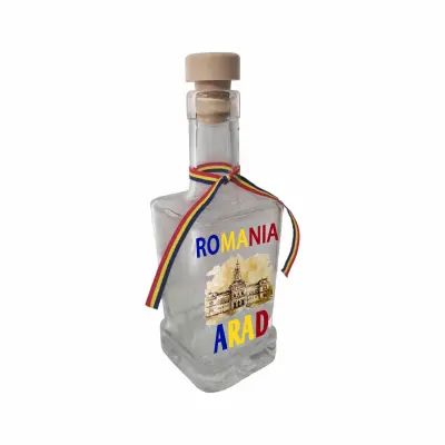Arad romania, sticla cu mesaj patrata, 250 ml, model divgs318 04